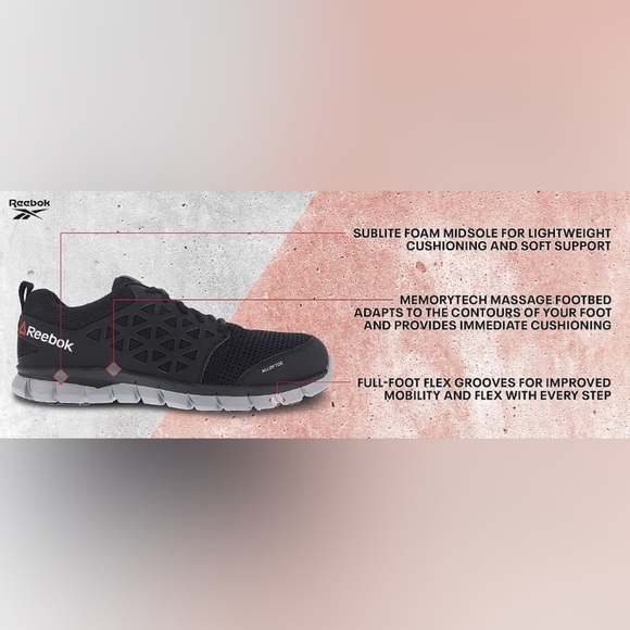 Reebok Women's Sublite Cushion Alloy Toe Work Shoes Size 9W - Picture 5 of 13